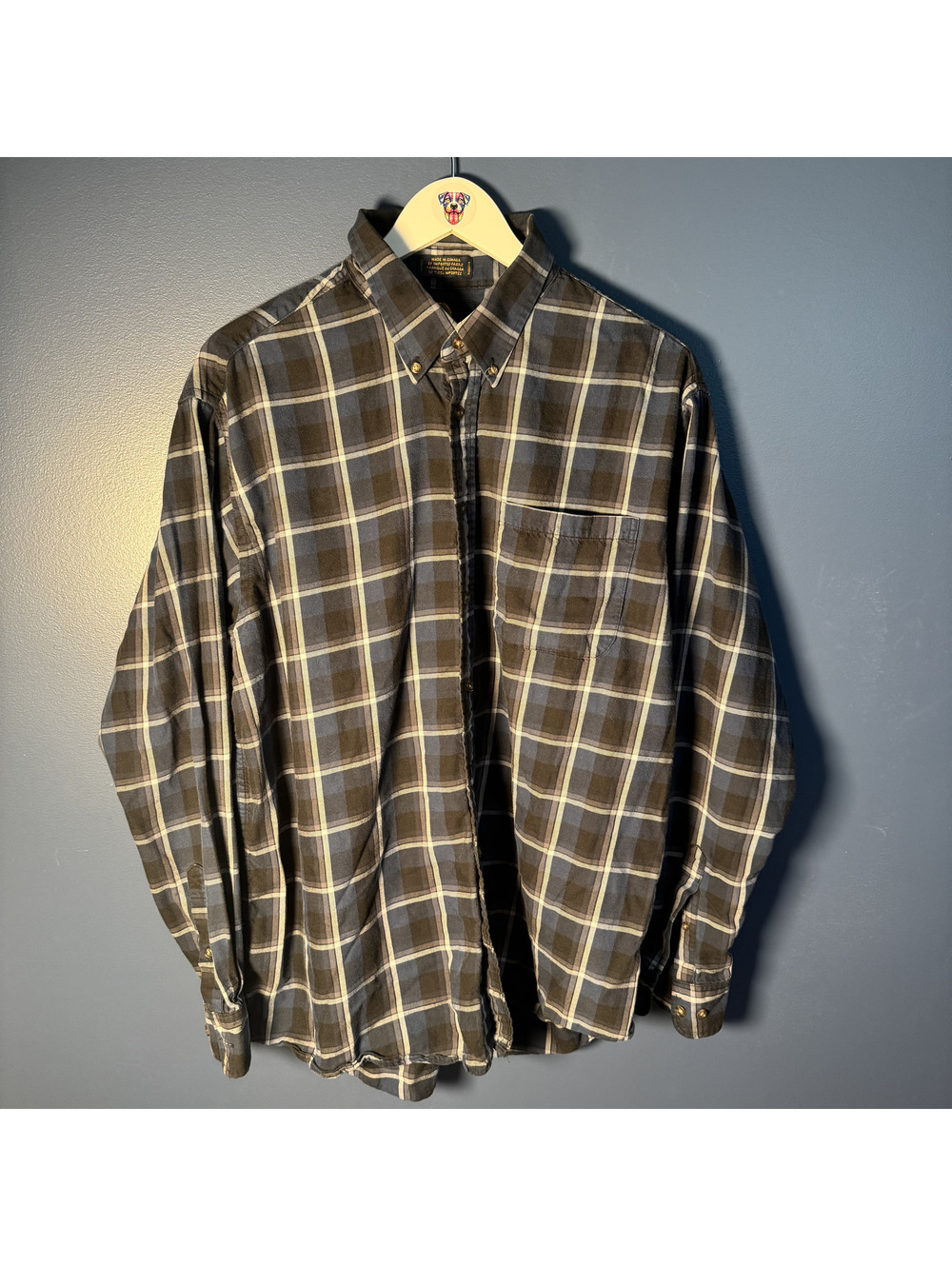 Viyella Men's Flannel Shirt Traditional Fit Navy Plaid XL Wool Blend